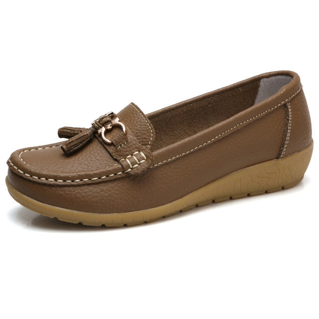 Genuine Leather Slip-On Loafers