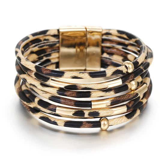 Leopard Print Leather Bracelet