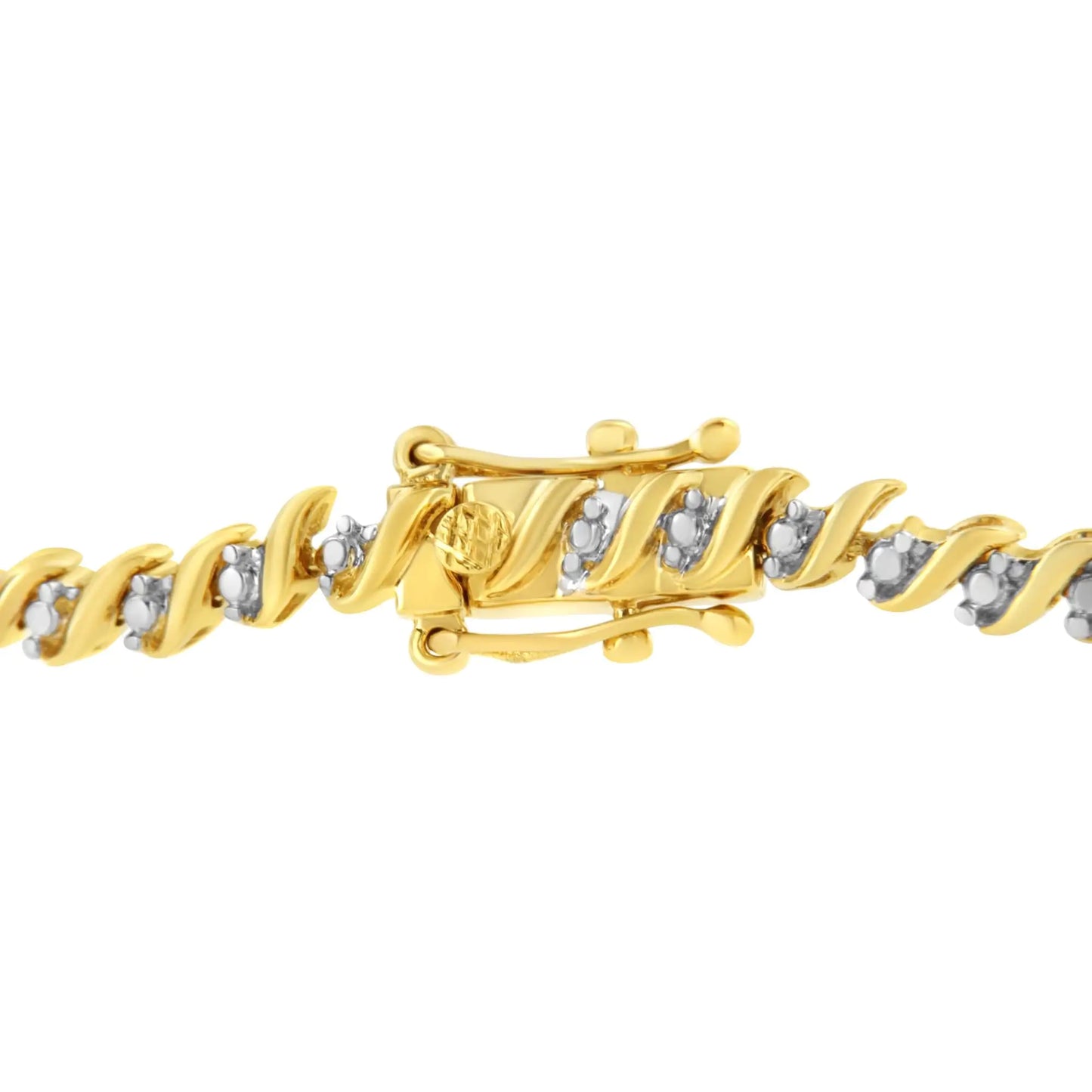 Yellow Gold Plated .925 Sterling Silver 1/2 Cttw 2-Prong Set Diamond S Link Tennis Bracelet (I-J Color, I3 Clarity)- 7.25"