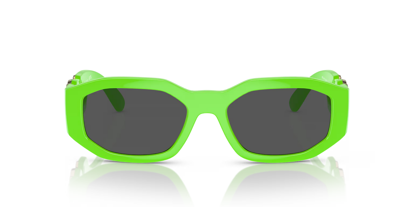 Versace Man Sunglasses Green Fluo Frame Dark Grey Lenses 53MM