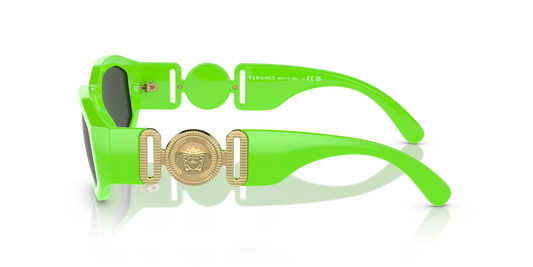 Versace Man Sunglasses Green Fluo Frame Dark Grey Lenses 53MM