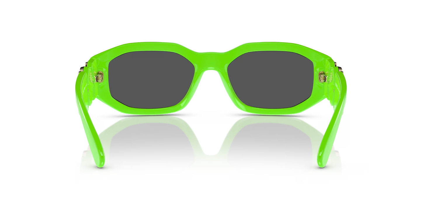 Versace Man Sunglasses Green Fluo Frame Dark Grey Lenses 53MM