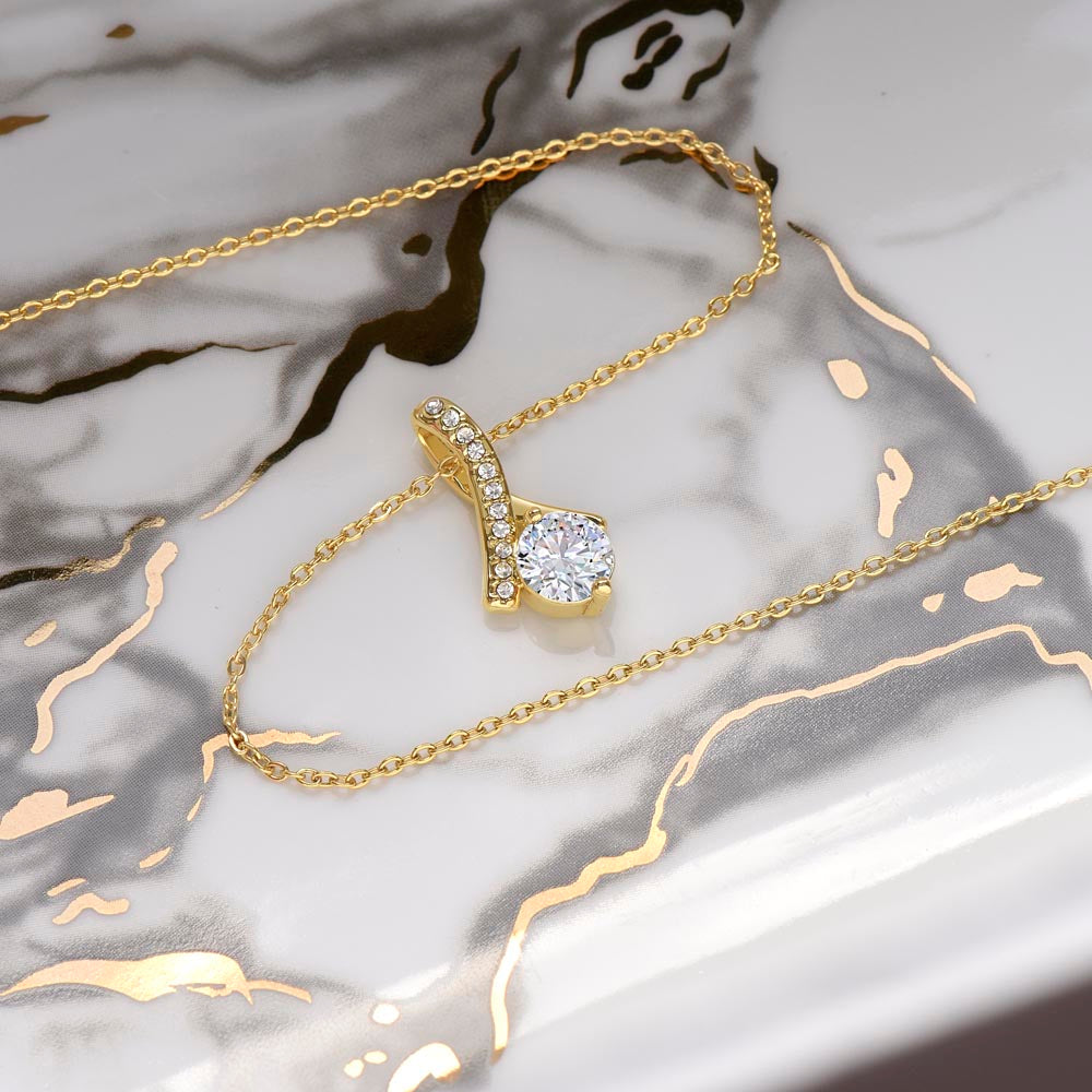 Petite Ribbon shaped pendant with adjustable necklace - 18"-22"