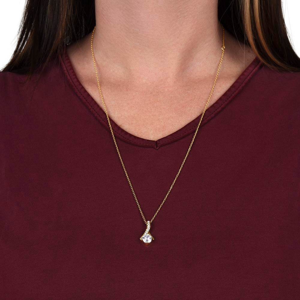 Petite Ribbon shaped pendant with adjustable necklace - 18"-22"