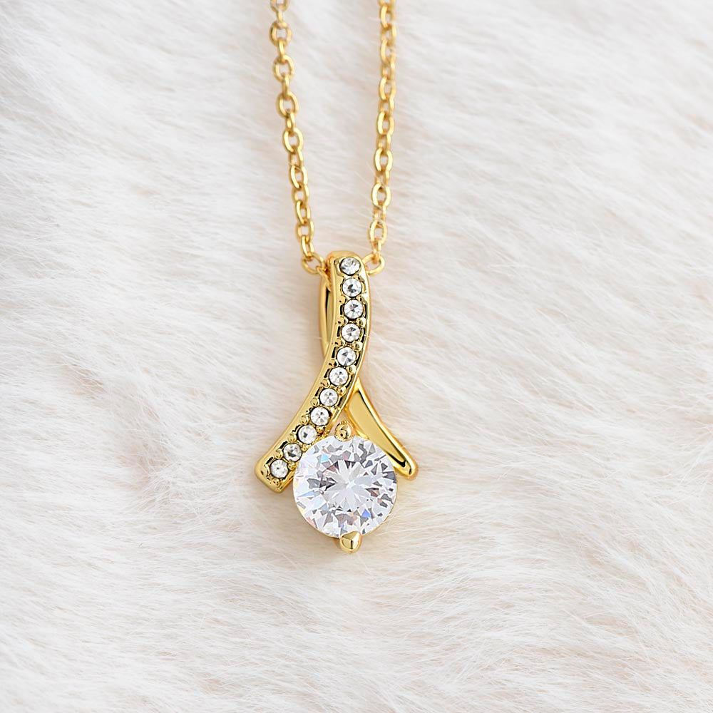 Petite Ribbon shaped pendant with adjustable necklace - 18"-22"