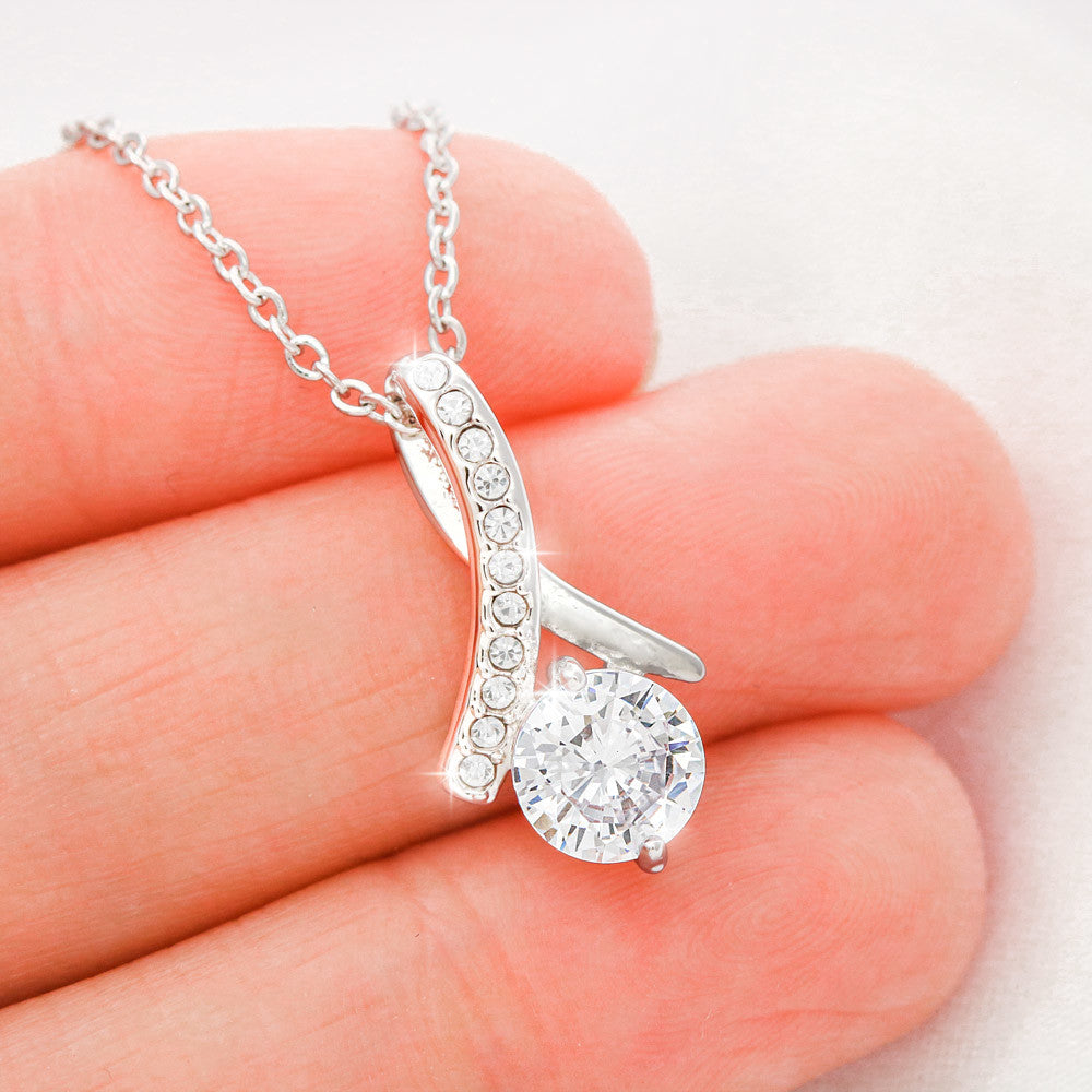 Petite Ribbon shaped pendant with adjustable necklace - 18"-22"