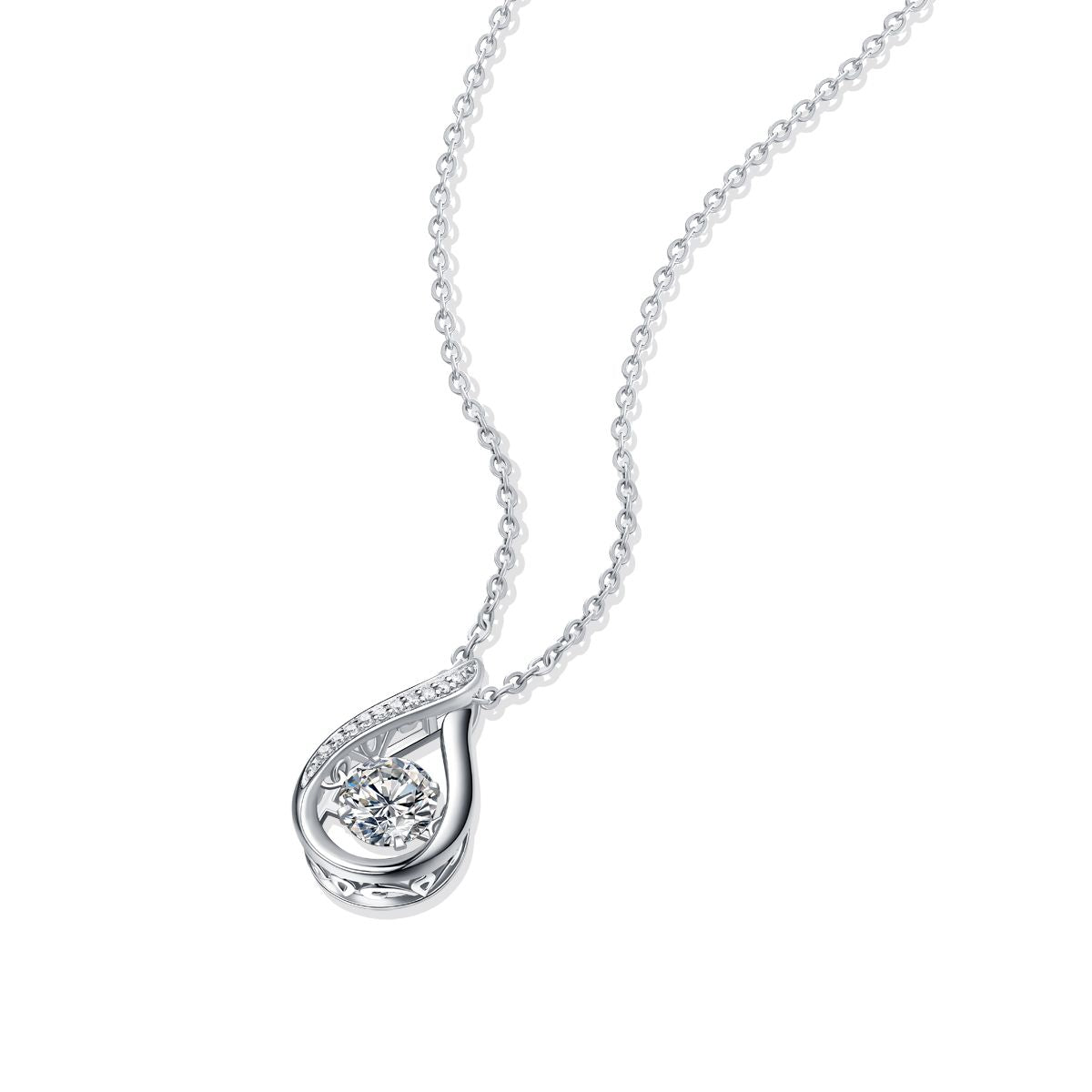 Dynamic Solitaire Moissanite Pendant — 1 ct, S925 Sterling Silver & Platinum Plating