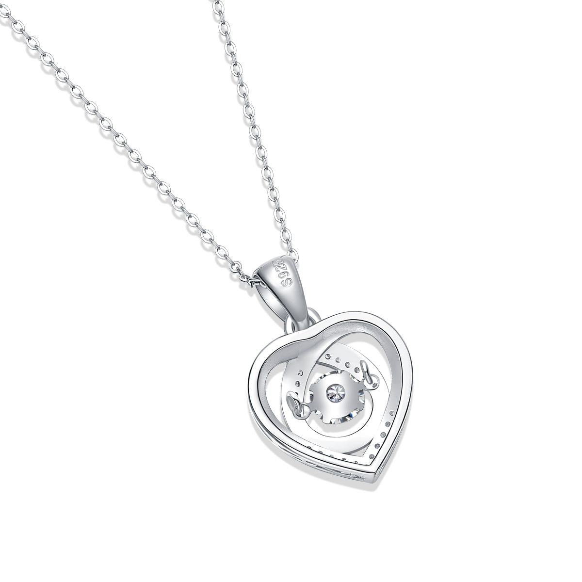 With You in My Heart Moissanite Sterling Silver Pendant Necklace