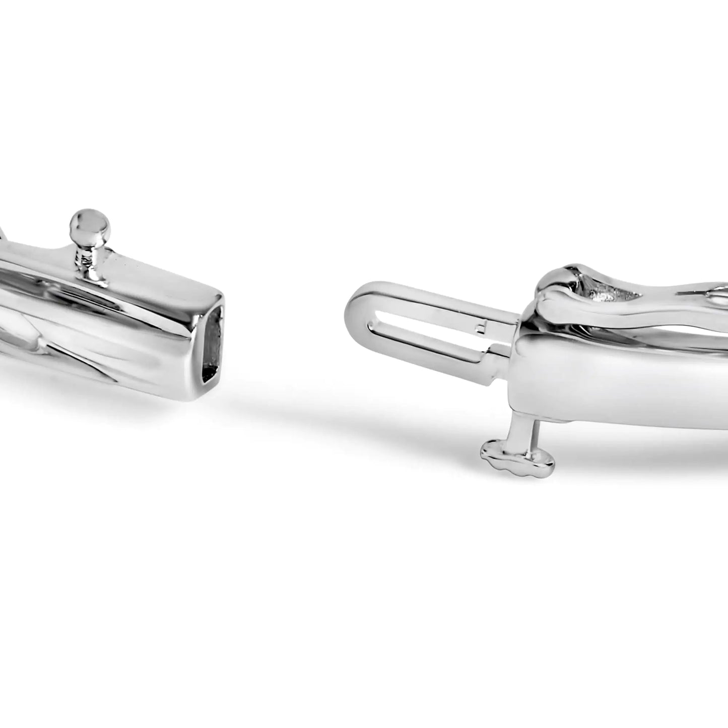 .925 Sterling Silver Diamond Swirl Bangle - Black & White, 7.75"