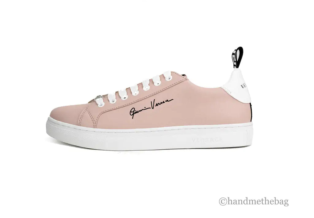 Versace Signature Lace Leather Sneakers Blush