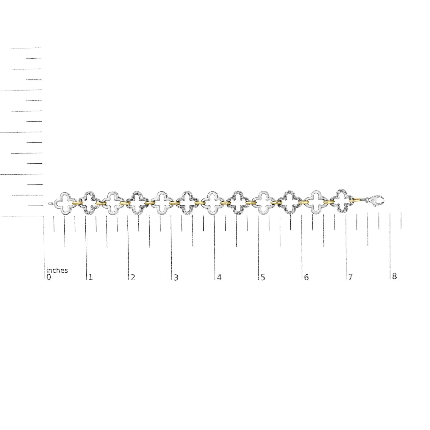 .925 Two-tone Sterling Silver 1/10 Cttw Natural Round Diamond Fashion Tennis Bracelet (I-J Color, I1-I2 Clarity) - 7"