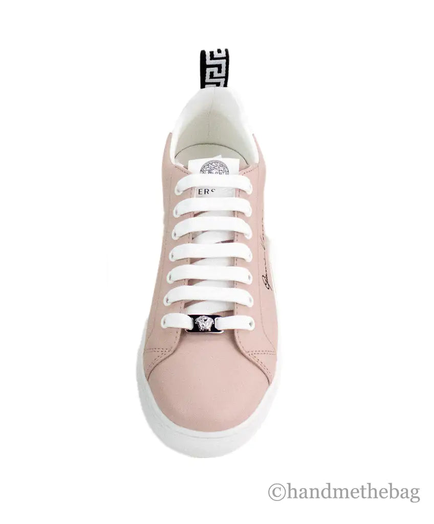 Versace Signature Lace Leather Sneakers Blush