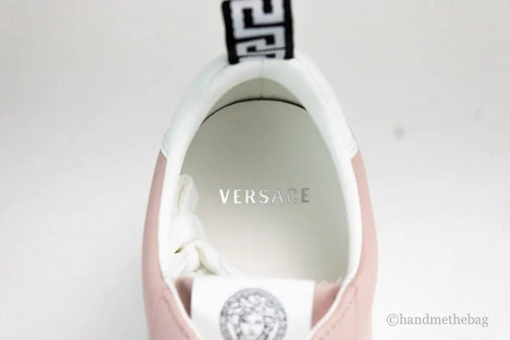 Versace Signature Lace Leather Sneakers Blush
