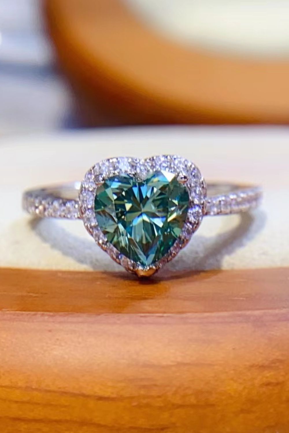 1 Carat Moissanite Heart Ring – Green