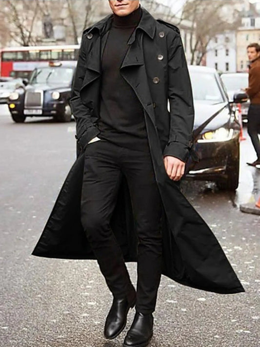 Men's Long Sleeve Longline Trench Coat