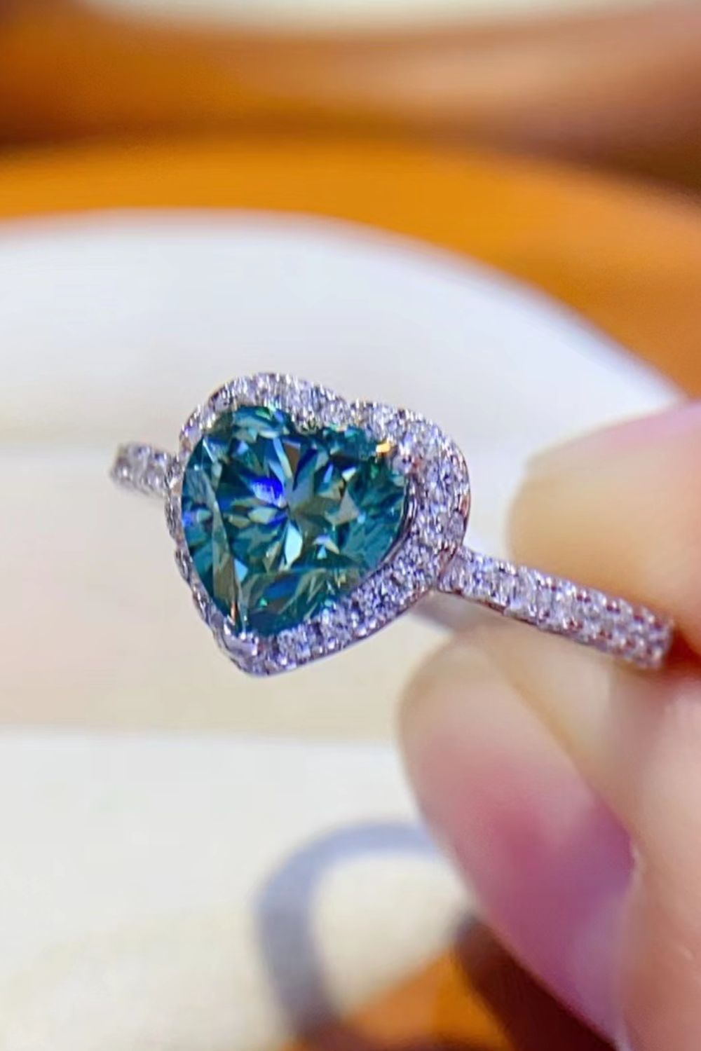 1 Carat Moissanite Heart Ring – Green