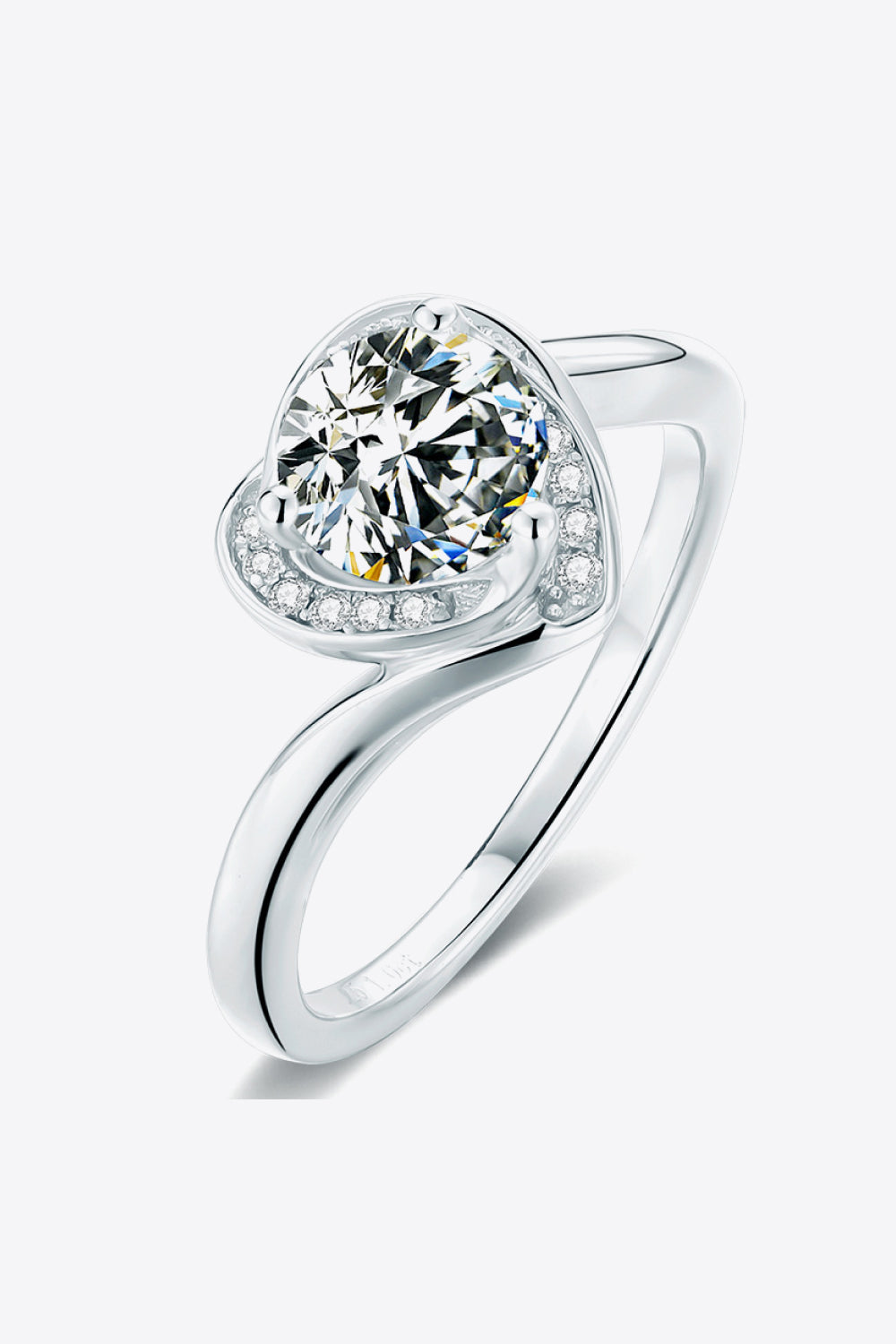 1 Carat Moissanite Heart Ring – Silver