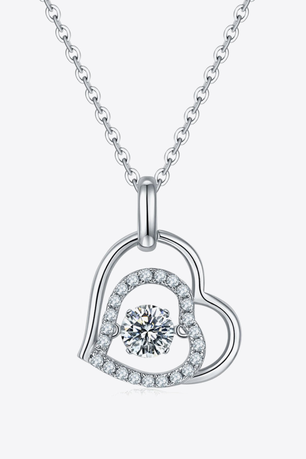Moissanite Heart Side-Drop Pendant Necklace