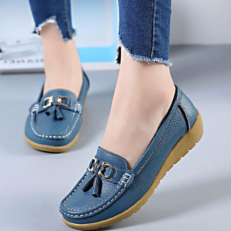 Genuine Leather Slip-On Loafers