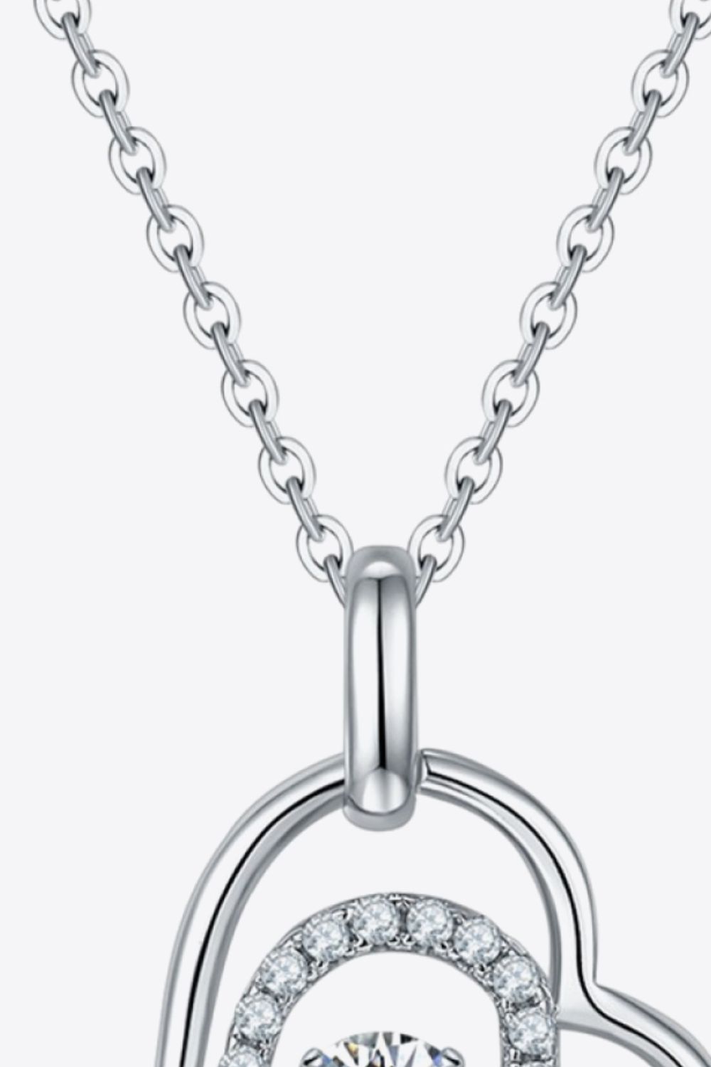 Moissanite Heart Side-Drop Pendant Necklace