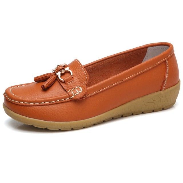 Genuine Leather Slip-On Loafers
