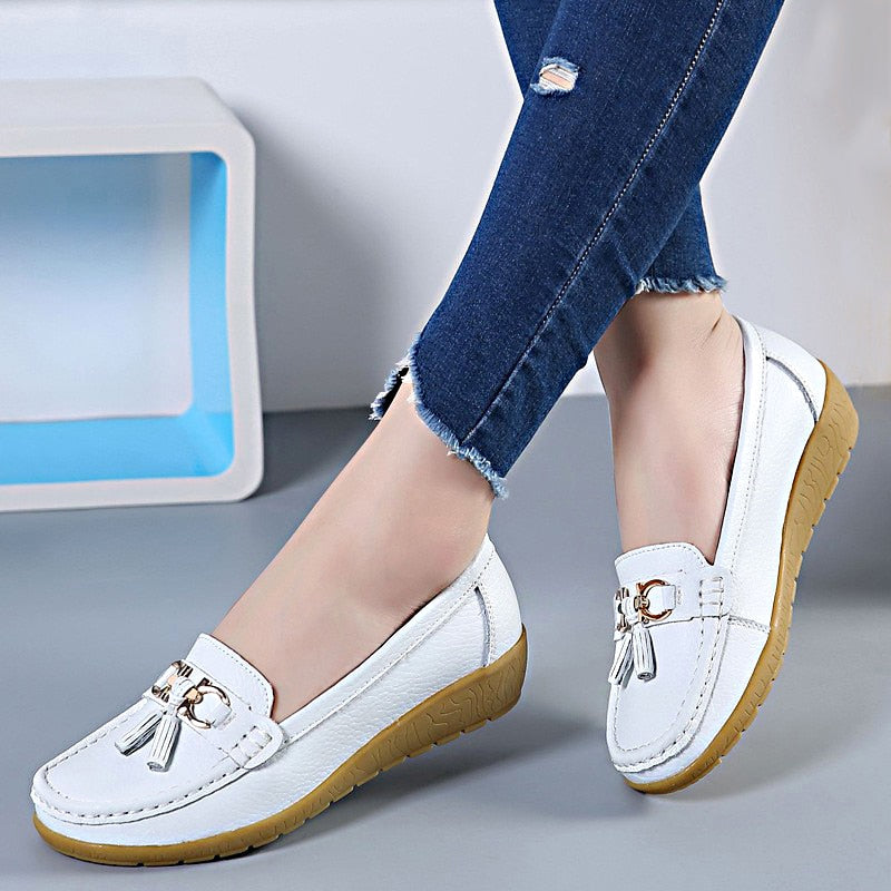 Genuine Leather Slip-On Loafers