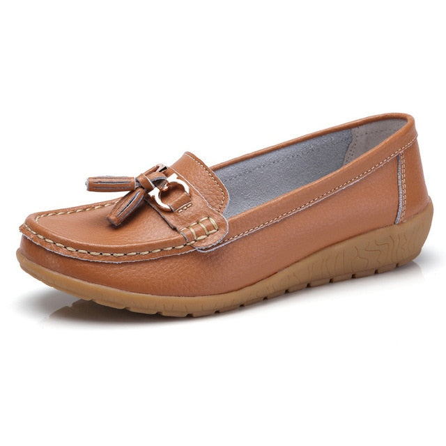 Genuine Leather Slip-On Loafers