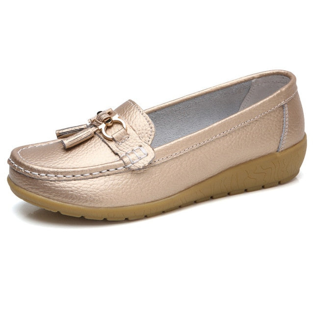 Genuine Leather Slip-On Loafers