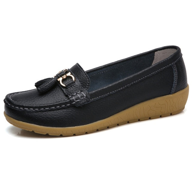 Genuine Leather Slip-On Loafers