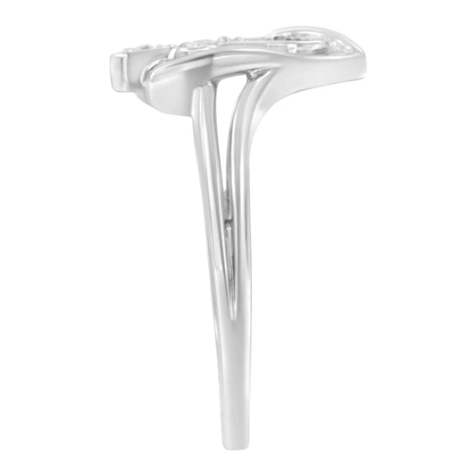 White Gold Diamond-Accented Cross & Open Heart Promise Fashion Ring (H-I Color, I1-I2 Clarity)
