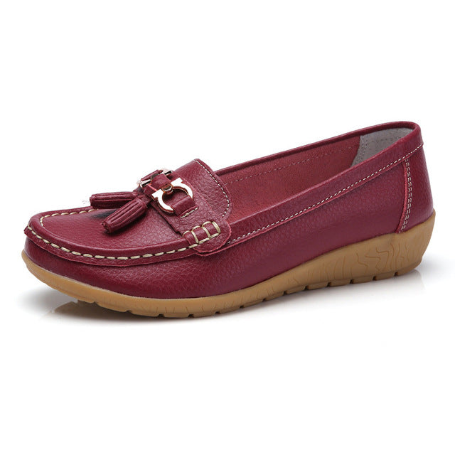 Genuine Leather Slip-On Loafers