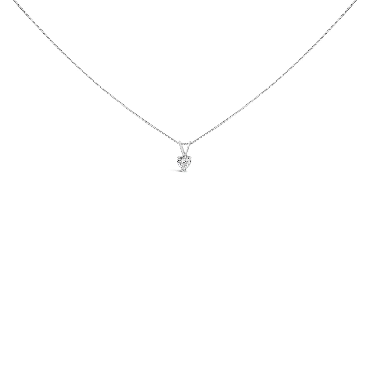 14K White Gold 3-Prong Set Heart Shaped 0.5 Cttw Solitaire Lab Grown Diamond 18" Pendant Necklace (F-G Color, VS2-SI1 Clarity)