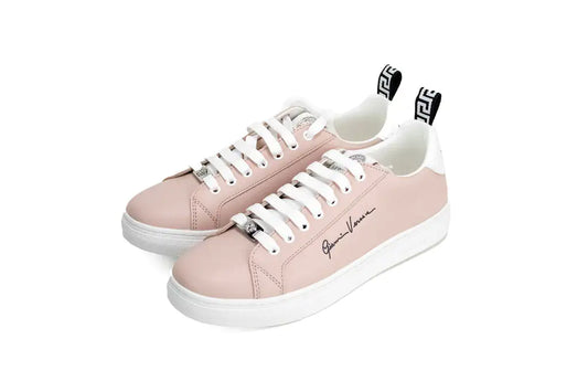 Versace Signature Lace Leather Sneakers Blush
