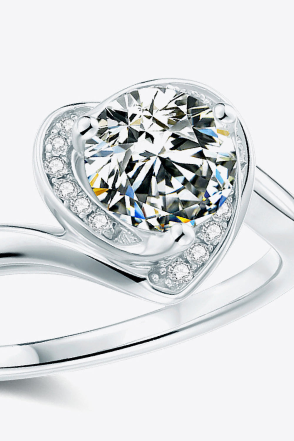 1 Carat Moissanite Heart Ring – Silver