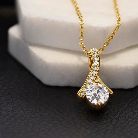 Petite Ribbon shaped pendant with adjustable necklace - 18"-22"
