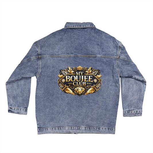 "My Boujee Club" Oversized Women's DTG Denim Jacket