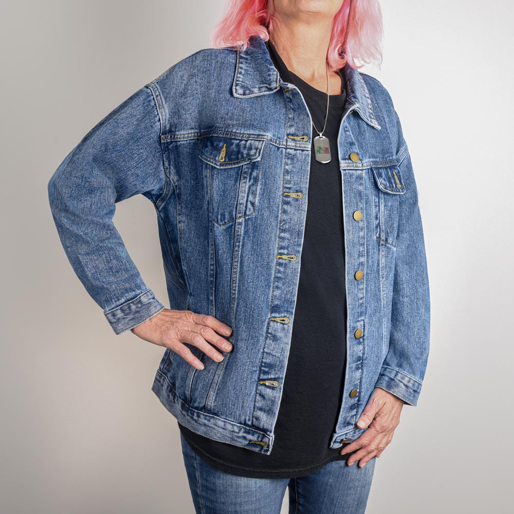 "My Boujee Club" Oversized Women's DTG Denim Jacket