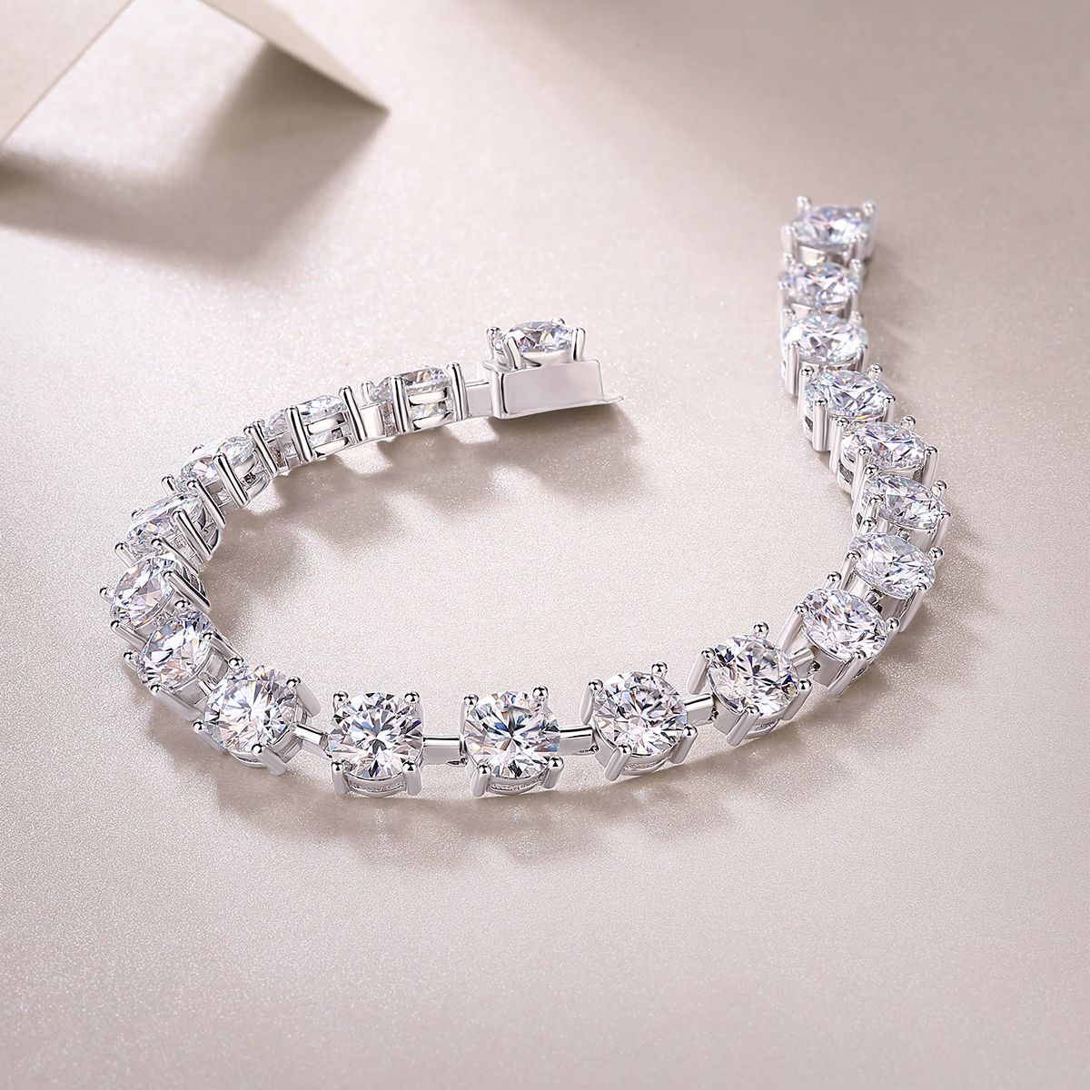 Time & Elegance Moissanite Bangle — S925 Sterling Silver & Platinum-Plated