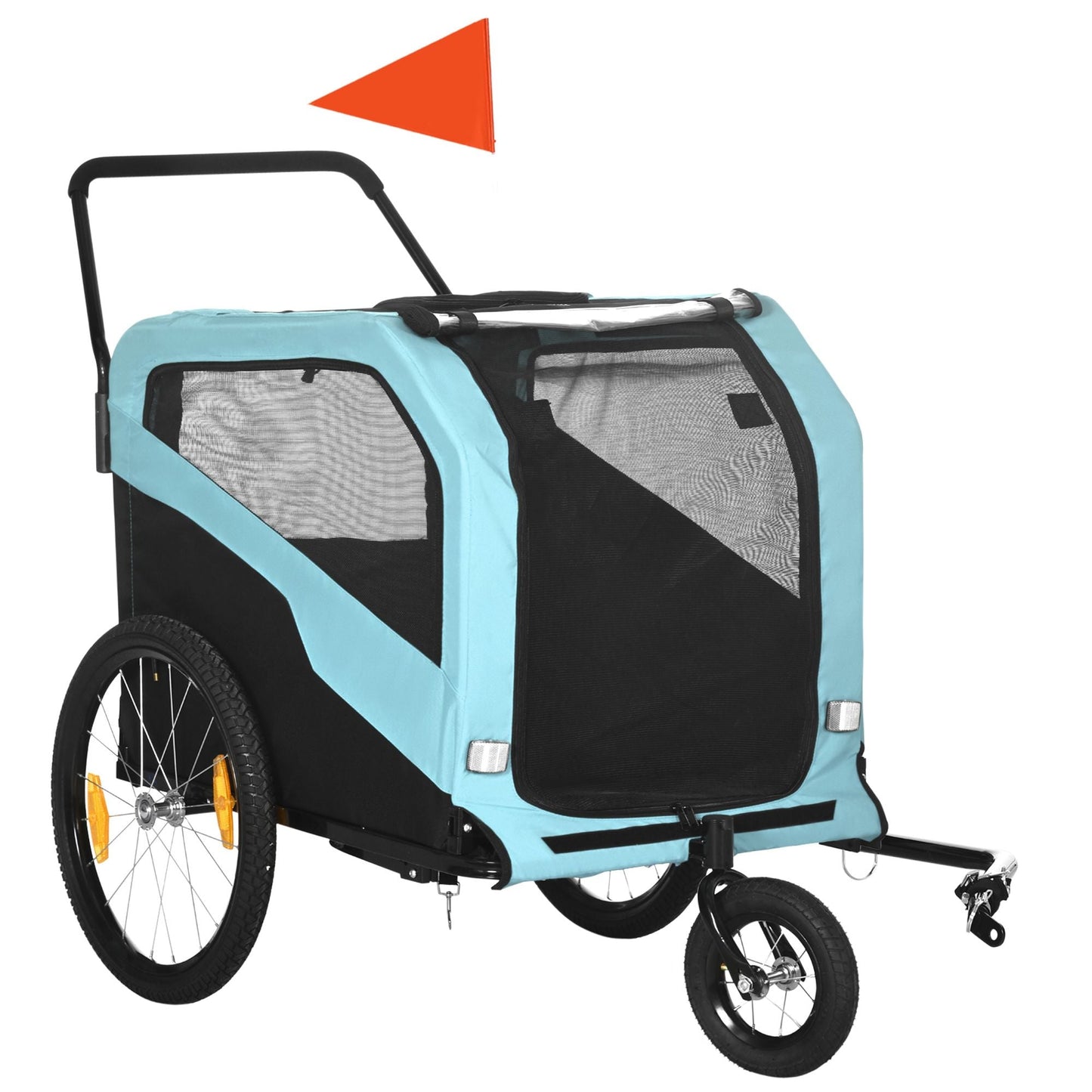 Pet Stroller - 2-in-1 Large Dog Bike Trailer & Stroller Combo with Safety Hitch Quick-release Wheels Foot Support Pet Bicycle Cart