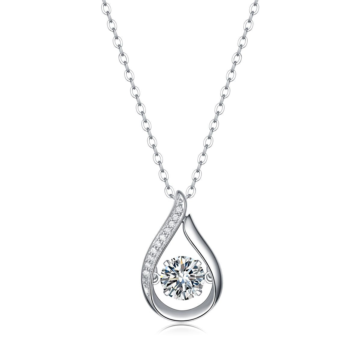 Dynamic Solitaire Moissanite Pendant — 1 ct, S925 Sterling Silver & Platinum Plating