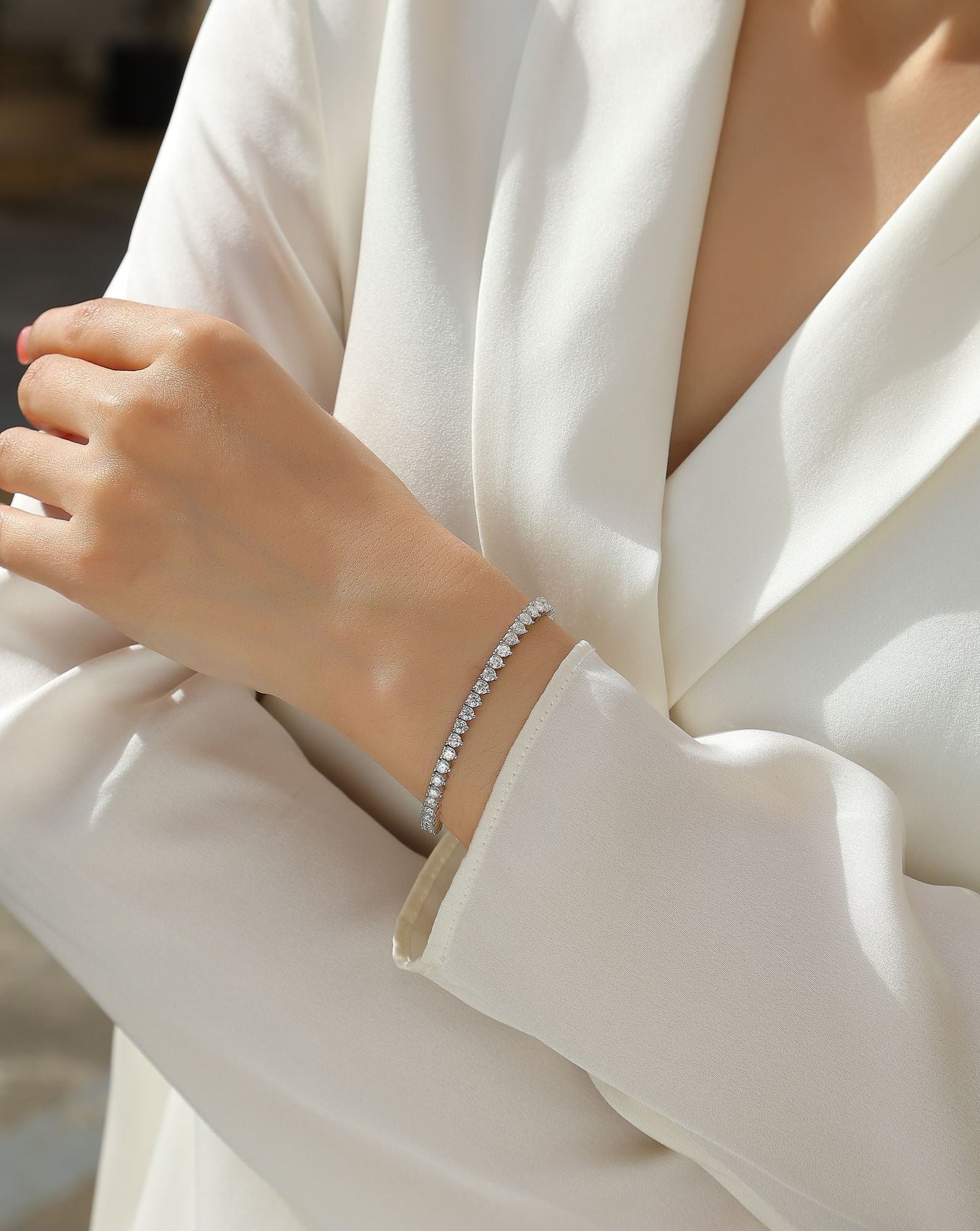 Mark Moissanite Tennis Bracelet — 0.1 ct, S925 Sterling Silver & Platinum-Plated