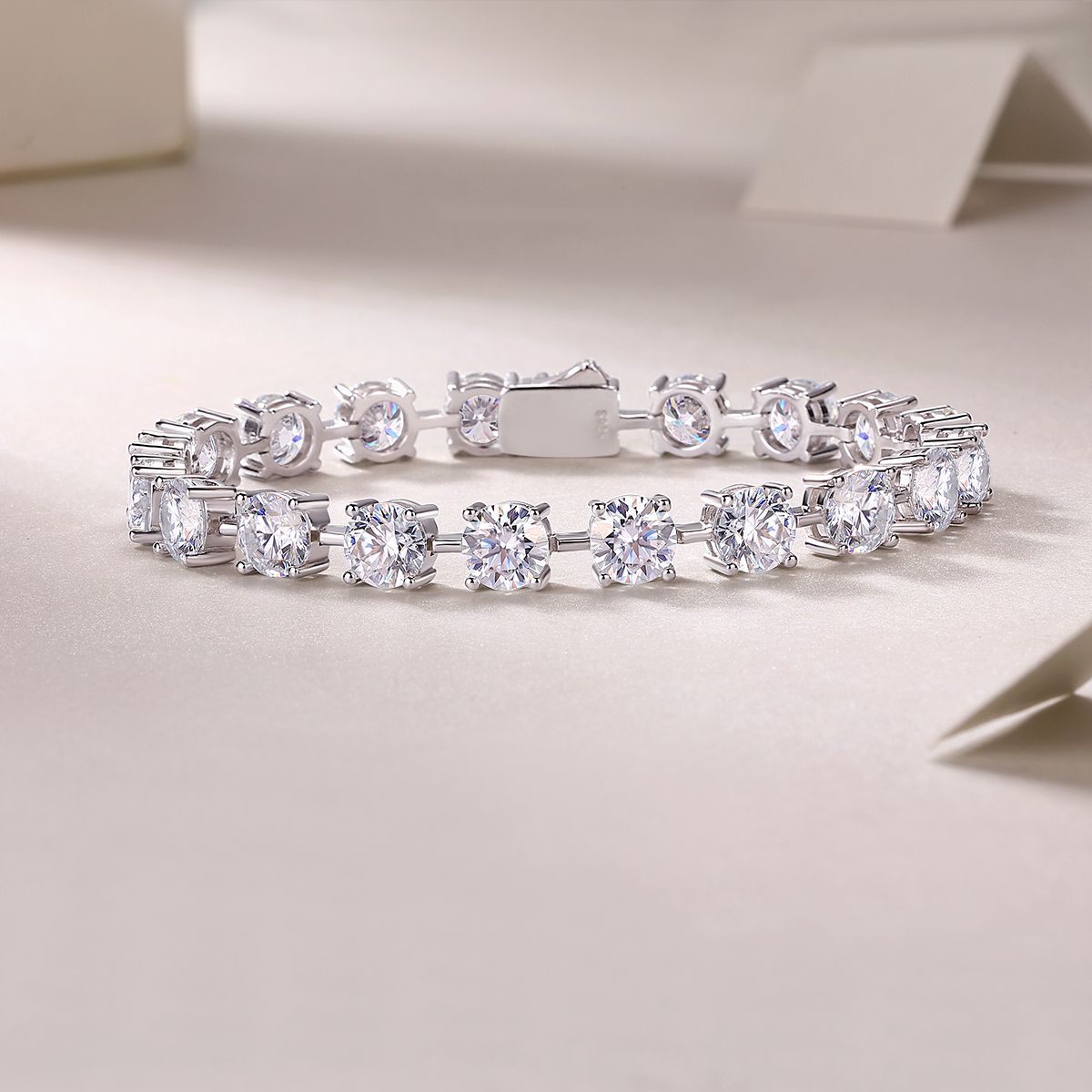Time & Elegance Moissanite Bangle — S925 Sterling Silver & Platinum-Plated