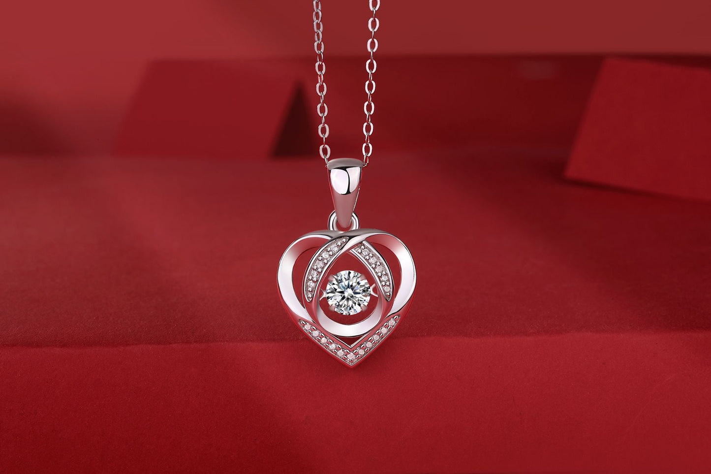 With You in My Heart Moissanite Sterling Silver Pendant Necklace
