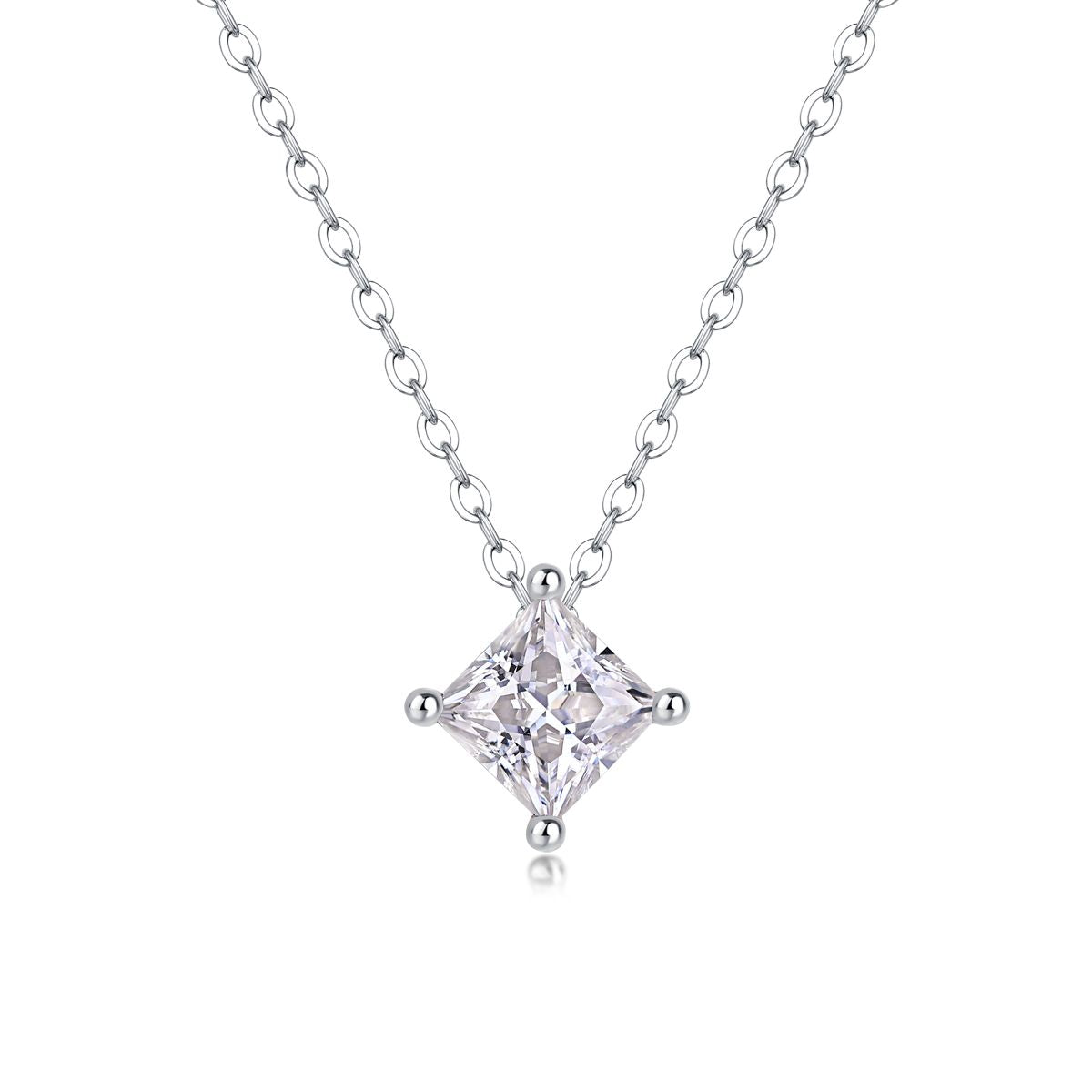 Stay Together Square Moissanite Pendant — S925 Sterling Silver & Platinum-Plated