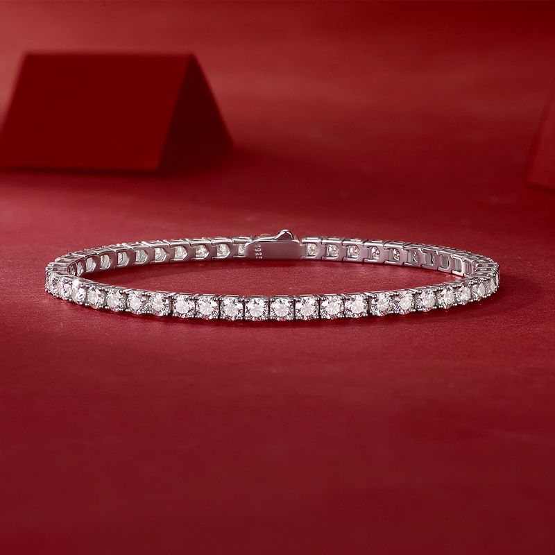 One of a Kind Moissanite Bracelet — 0.1 ct, S925 Sterling Silver & Platinum-Plated