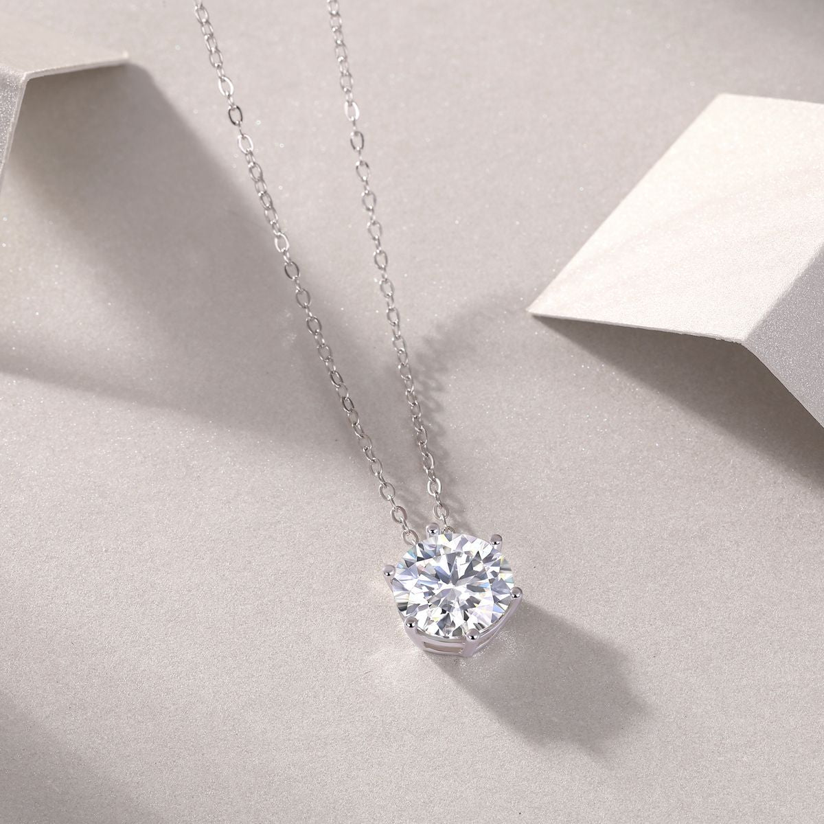Afternoon Rose Moissanite Pendant Necklace — S925 Sterling Silver, Platinum-Plated (1–3 ct)