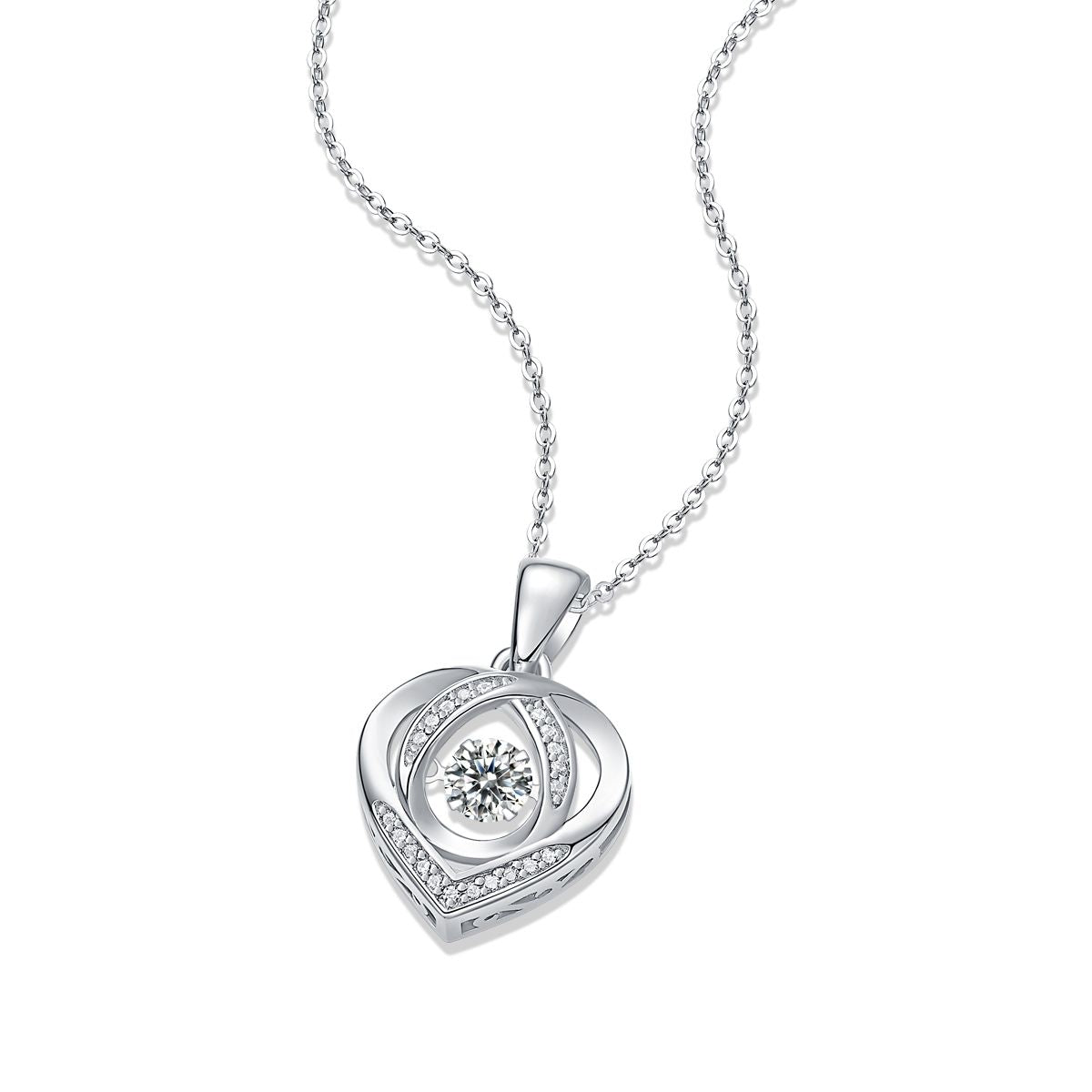 With You in My Heart Moissanite Sterling Silver Pendant Necklace