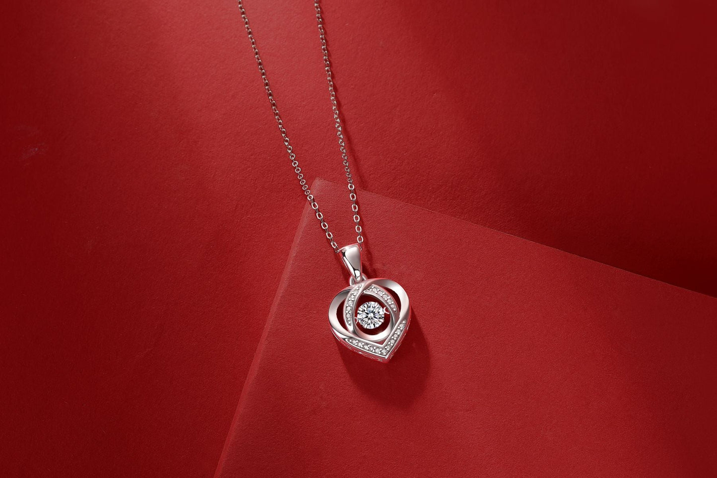 With You in My Heart Moissanite Sterling Silver Pendant Necklace