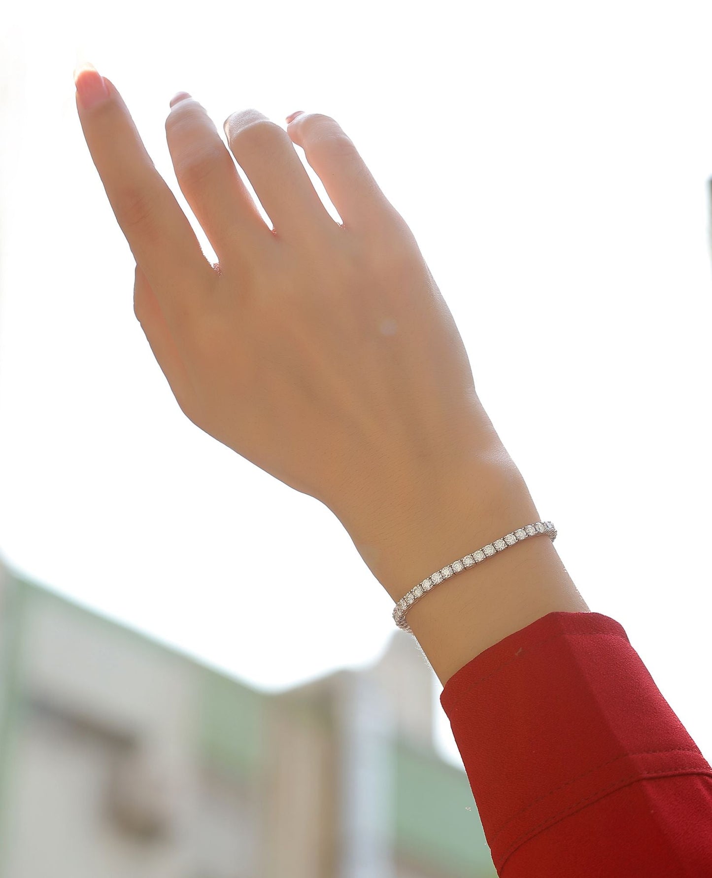 One of a Kind Moissanite Bracelet — 0.1 ct, S925 Sterling Silver & Platinum-Plated