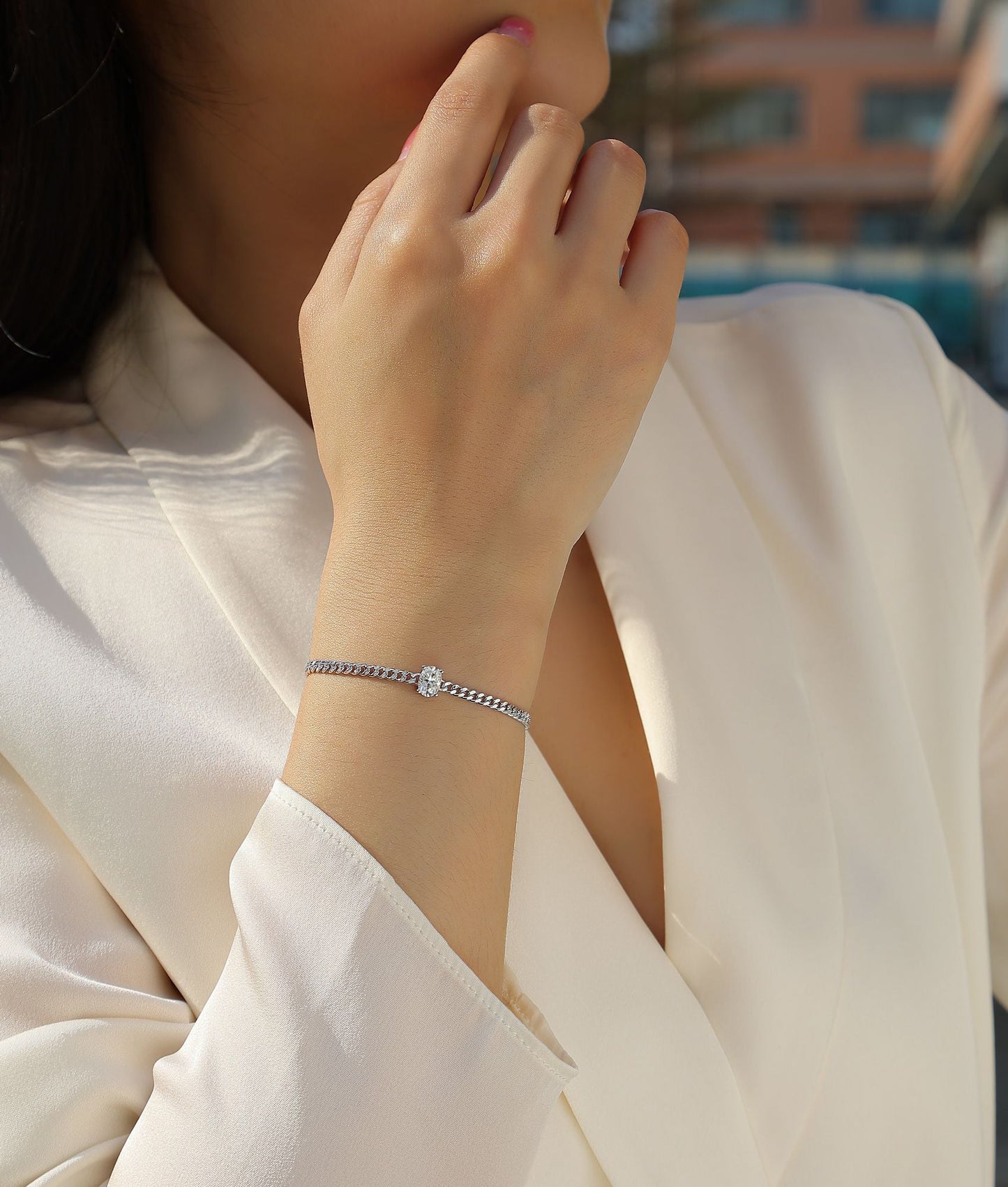 Breakthrough Moissanite Bangle — S925 Sterling Silver & Platinum-Plated